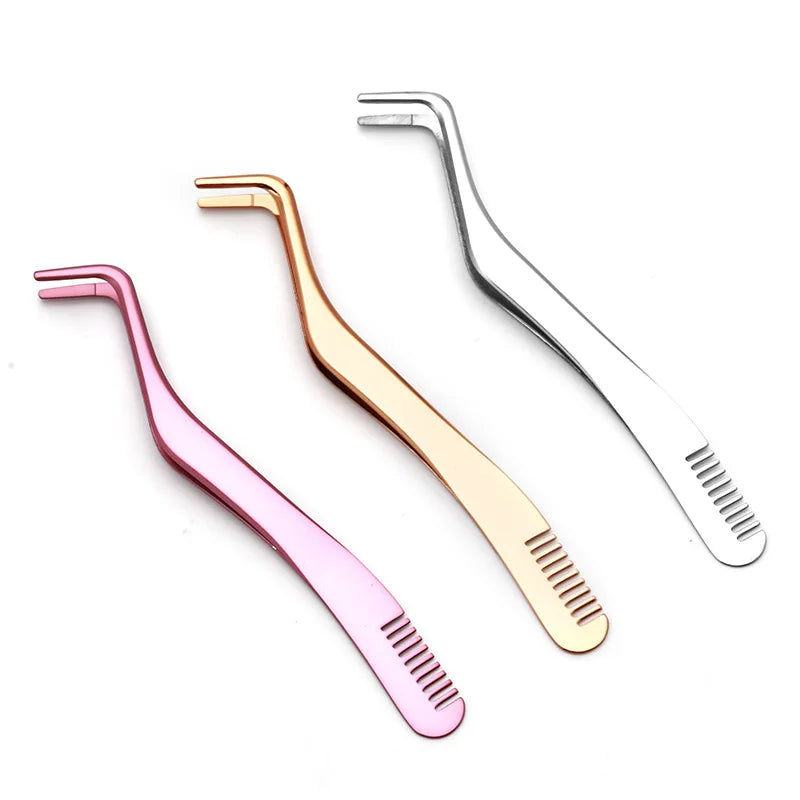 Stainless Steel Eyelash Tweezers With Comb - Where2Buy