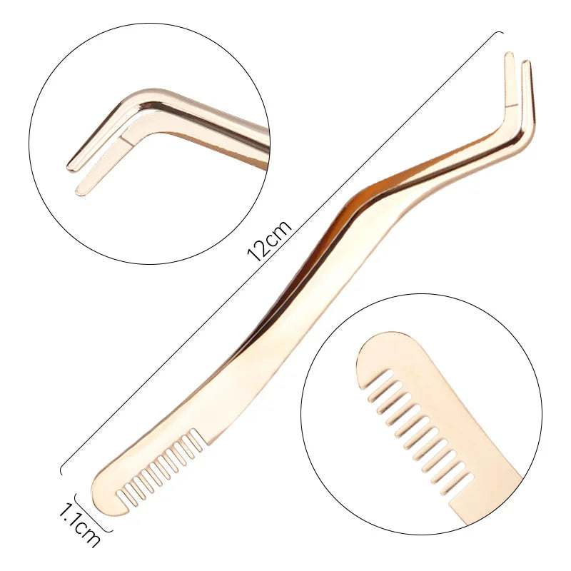 Stainless Steel Eyelash Tweezers With Comb - Where2Buy