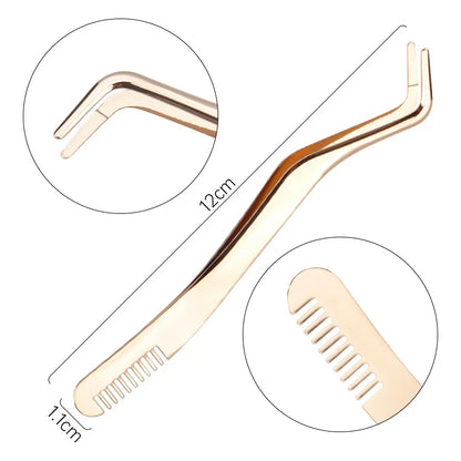 Stainless Steel Eyelash Tweezers With Comb - Where2Buy