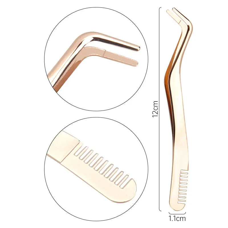 Stainless Steel Eyelash Tweezers With Comb - Where2Buy