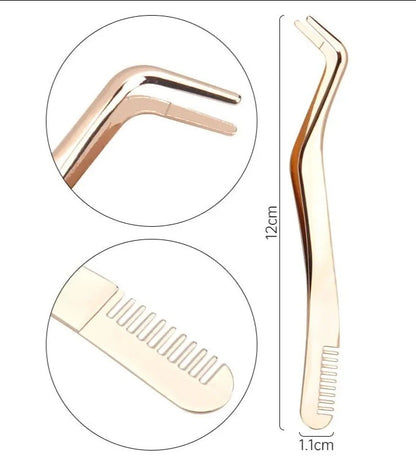 Stainless Steel Eyelash Tweezers With Comb - Where2Buy