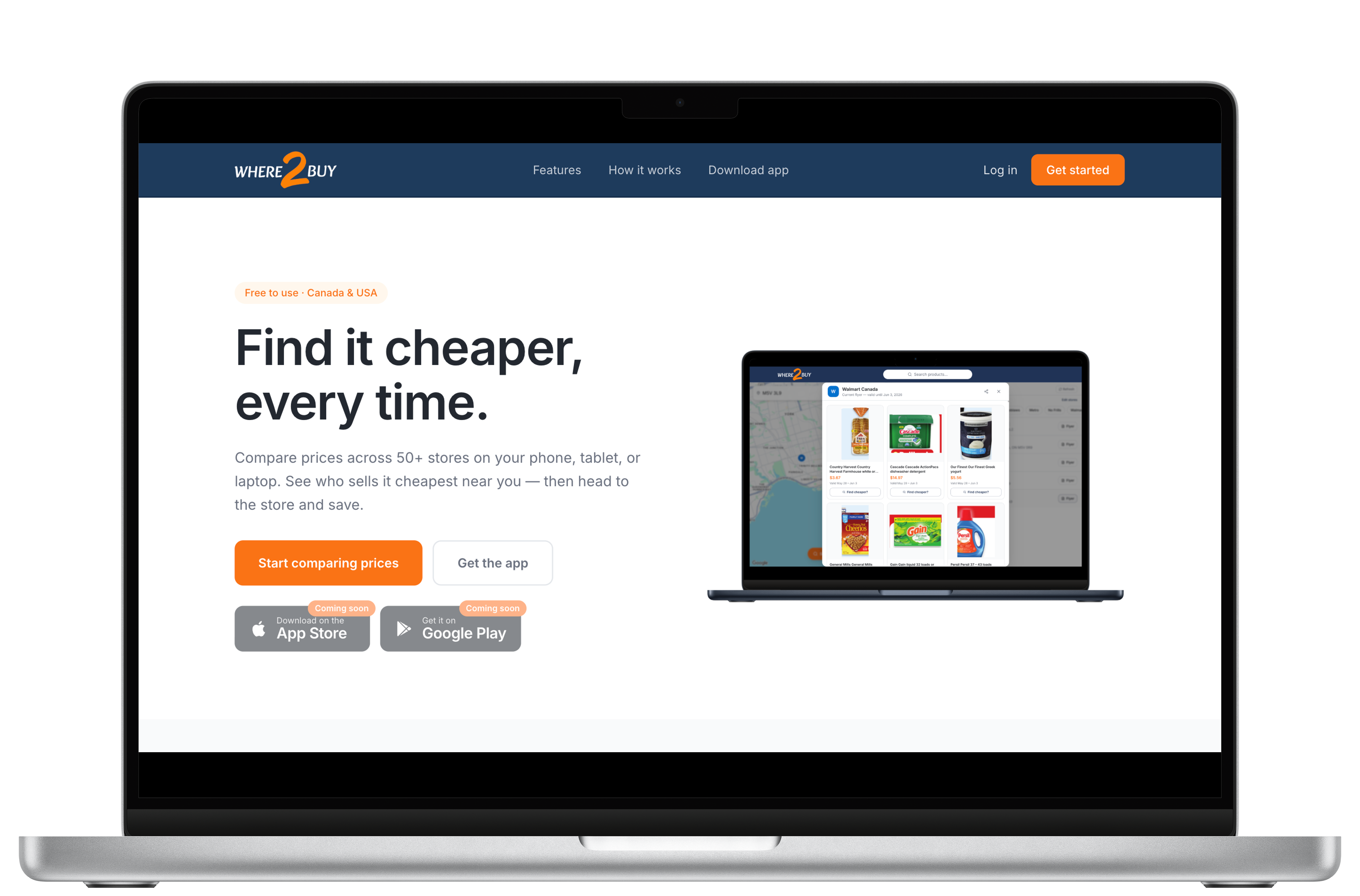 Where 2 Buy website on a laptop browsing a Walmart Canada weekly flyer